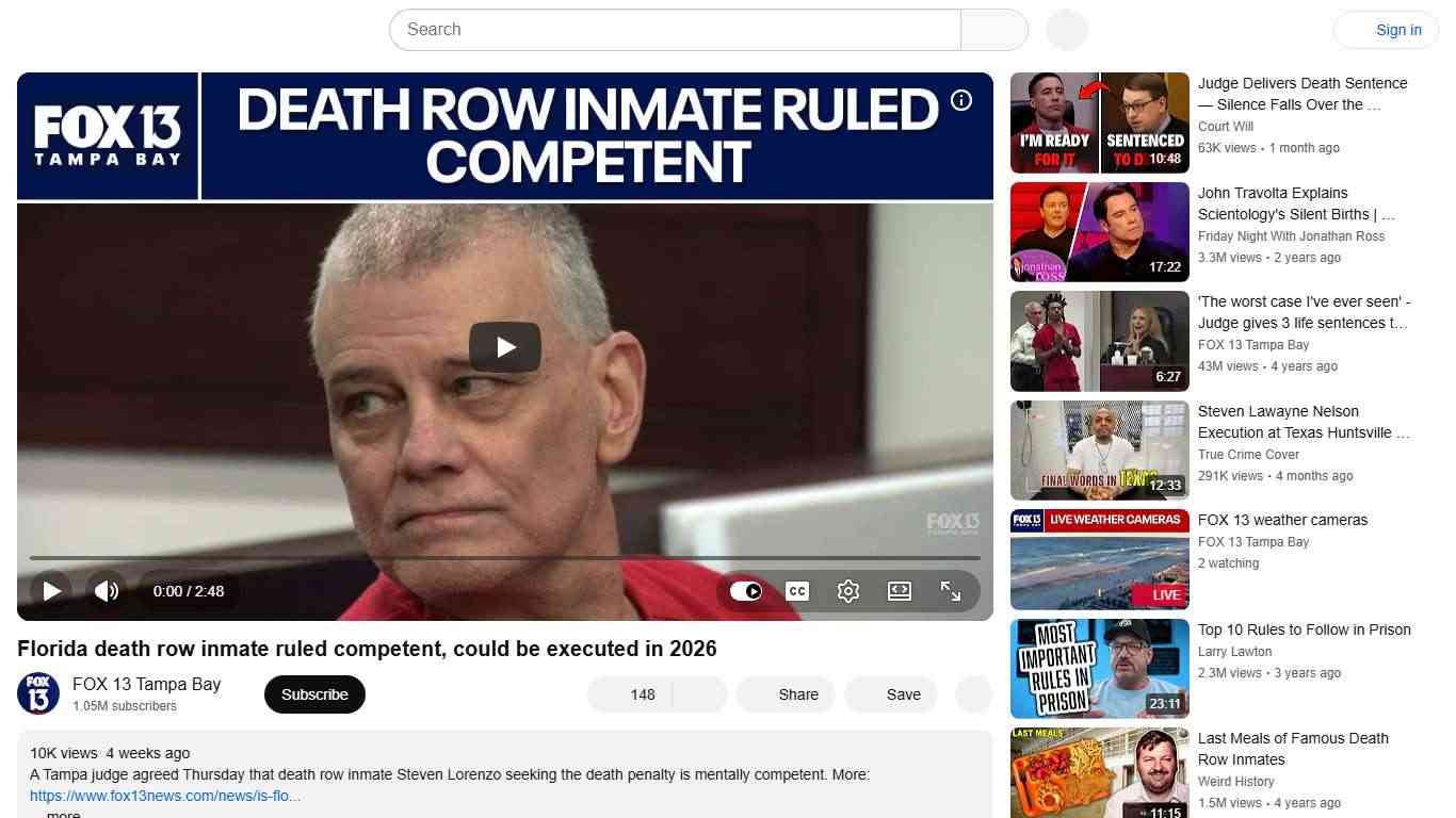 Florida death row inmate ruled competent, could be executed in 2026 - YouTube