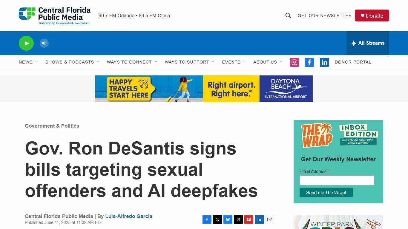 Gov. Ron DeSantis signs bills targeting sexual offenders and AI deepfakes